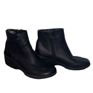 I Love Comfort Womens Winter Ankle Boots Side Zip Low Wedge Black Size 8